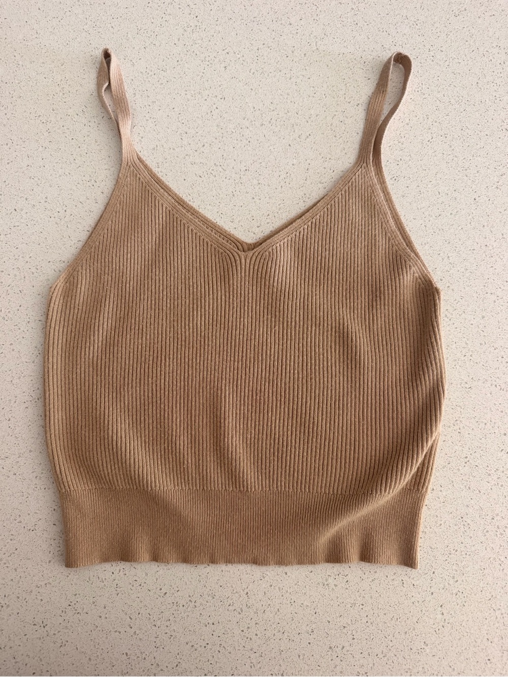 Abercrombie & Fitch Ribbed Knit Cami Top – Taupe/Brown